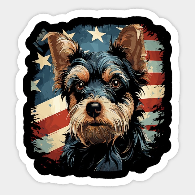 Patriotic Yorkshire Terrier Sticker by JH Mart